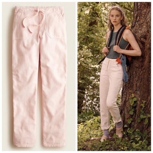 J. Crew Tie Waist Pull On Camp Pant Pink Women’s Large - Picture 9 of 9